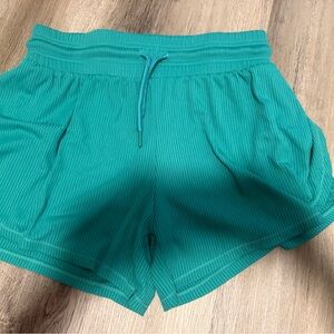 Teal Ribbed Shorts